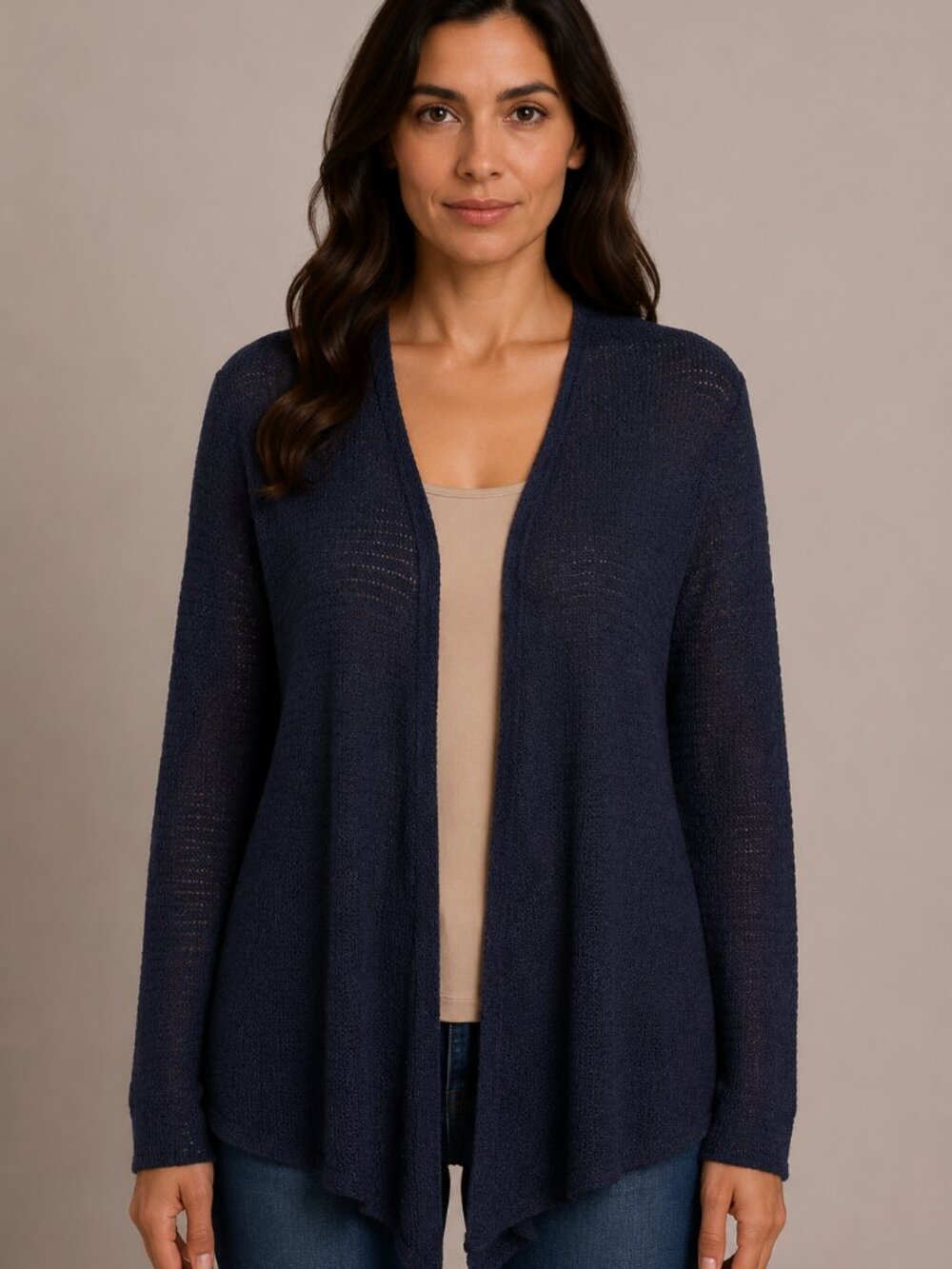 Cato Navy Blue Open Front Lightweight Knit Cardigan Sweater XL
